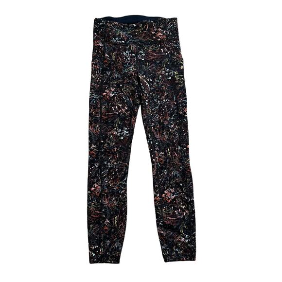 Lululemon black floral nature pattern leggings size 6 - Picture 1 of 9